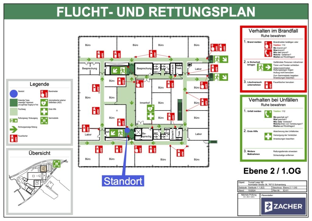 Brandschutzplan im Rathaus-Eingangsbereich